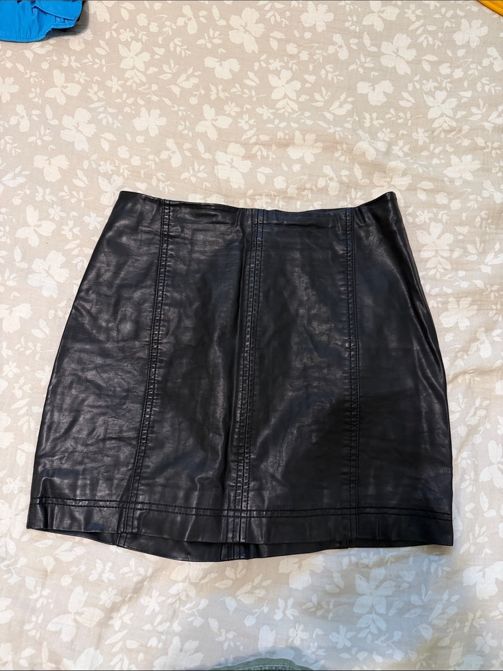 Black Free People Leather Skirt